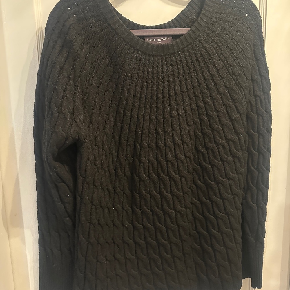 Lane Bryant Black Cable Knit Sweater